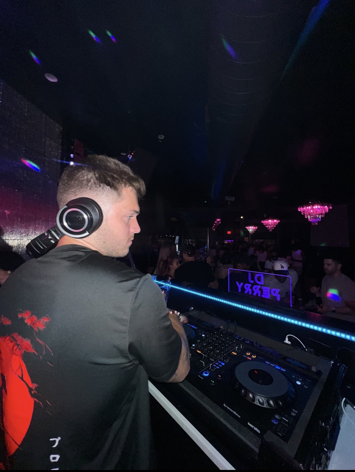 Perry on the decks at the club